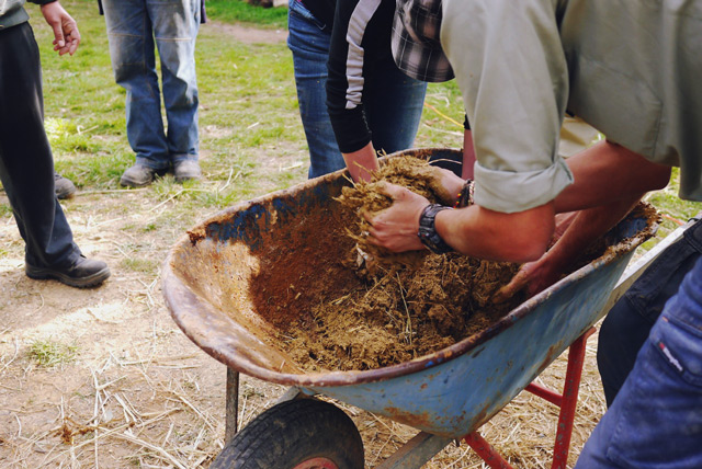 making light earth walls at Milkwood's Natural Building course